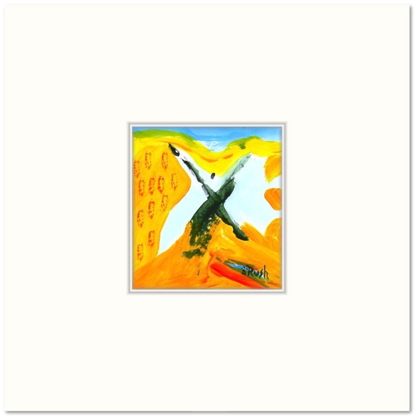 #1 of 3 Abstract Mini in Primary Colors - 3.5 x 3.5 inches - Acrylic on Paper - Mary Rush Artist - Wildfeather Fine Art