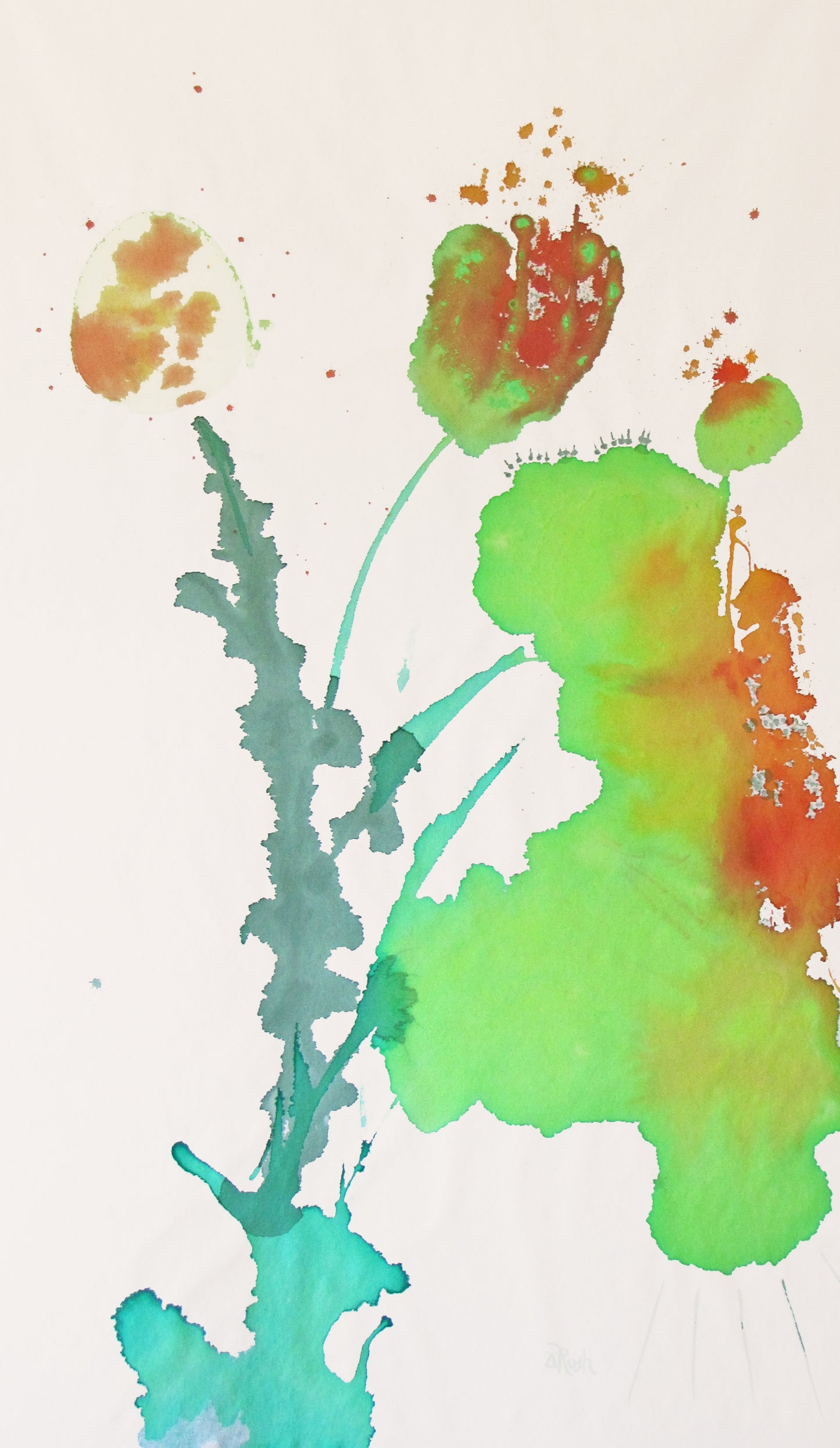 Green Flower, 59.5 x 35.5 x 0 inches, Acrylic on Flat Canvas - De Fleurs Series