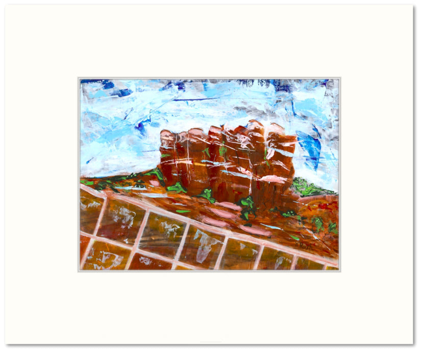 Imagining Sedona: Courthouse Butte - 9 x 12 inches, Acrylic on Paper (Includes Mat 15 x 18 inches)