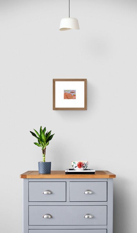 Tan, Brown, Green, Blue, Red #3 of 3 - 4.25 x 5.5 inches, Acrylic on Paper