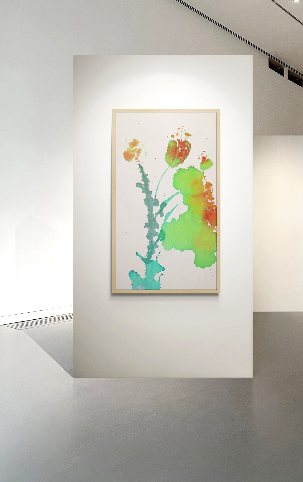 Green Flower, 59.5 x 35.5 x 0 inches, Acrylic on Flat Canvas - De Fleurs Series