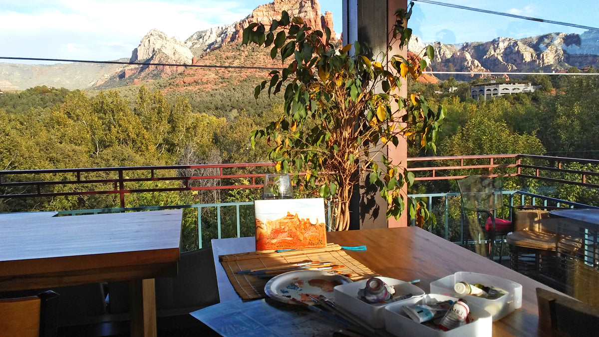 View from Creekside Coffee Shop, Sedona - 5 x 7 x 0.75 - Oil on Gallery Wrapped Canvas
