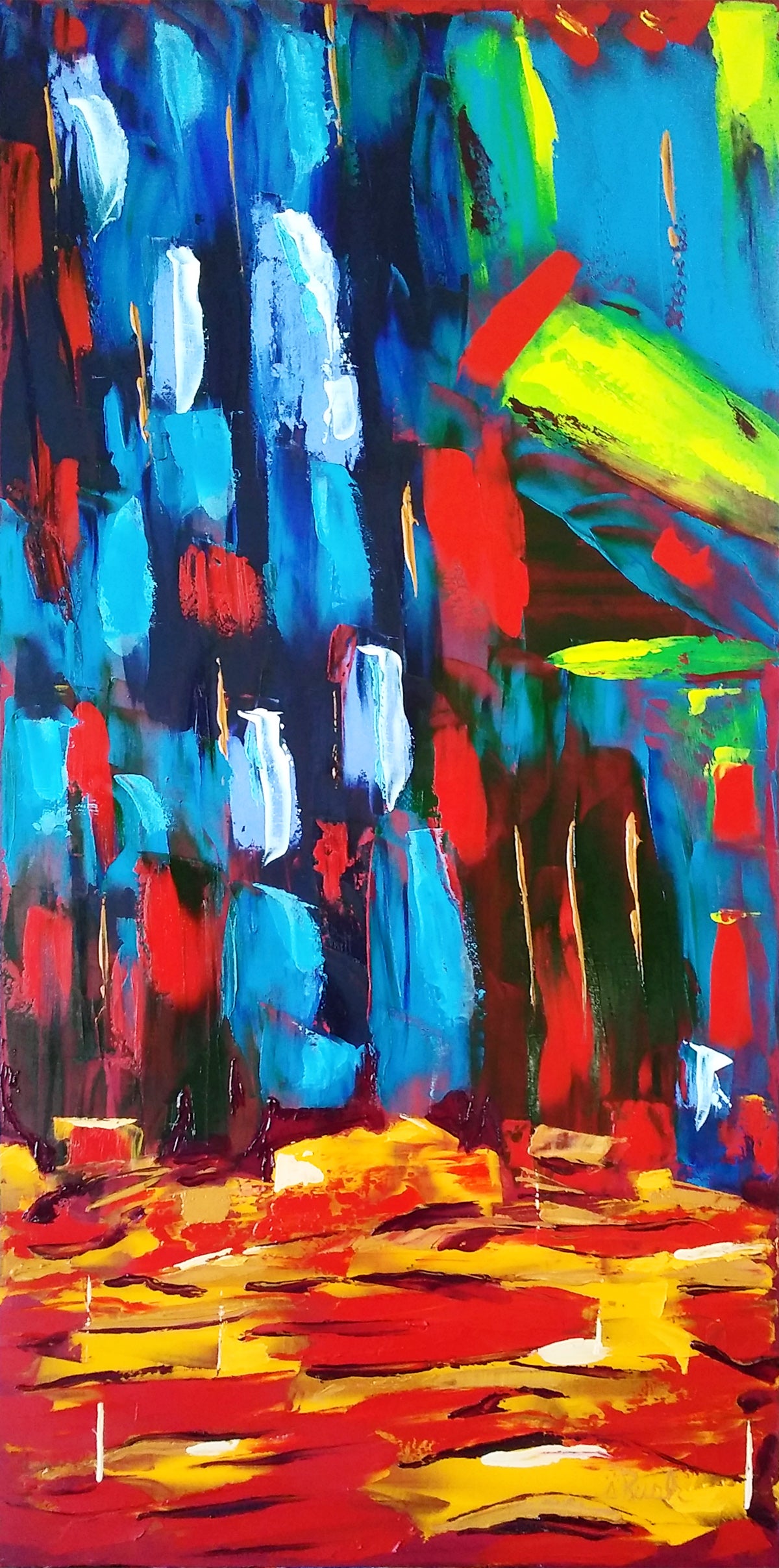 Soul's Cavern - 24 x 12 inches - Oil on MDF (Black Frame Included)