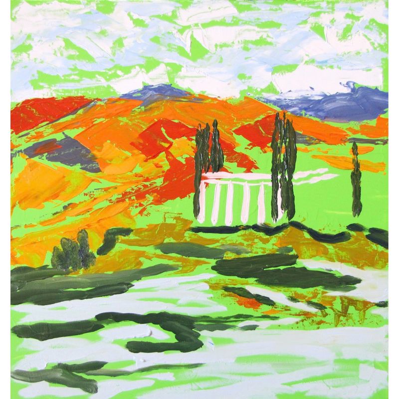 Mansion in the Hills - 12 x 12.125 x 0.125 inches - Oil on Wood (Birch)