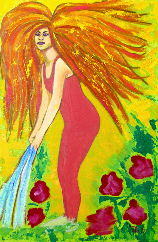 The Gardener - 7 x 11 inches - Oil on Paper-Covered MDF