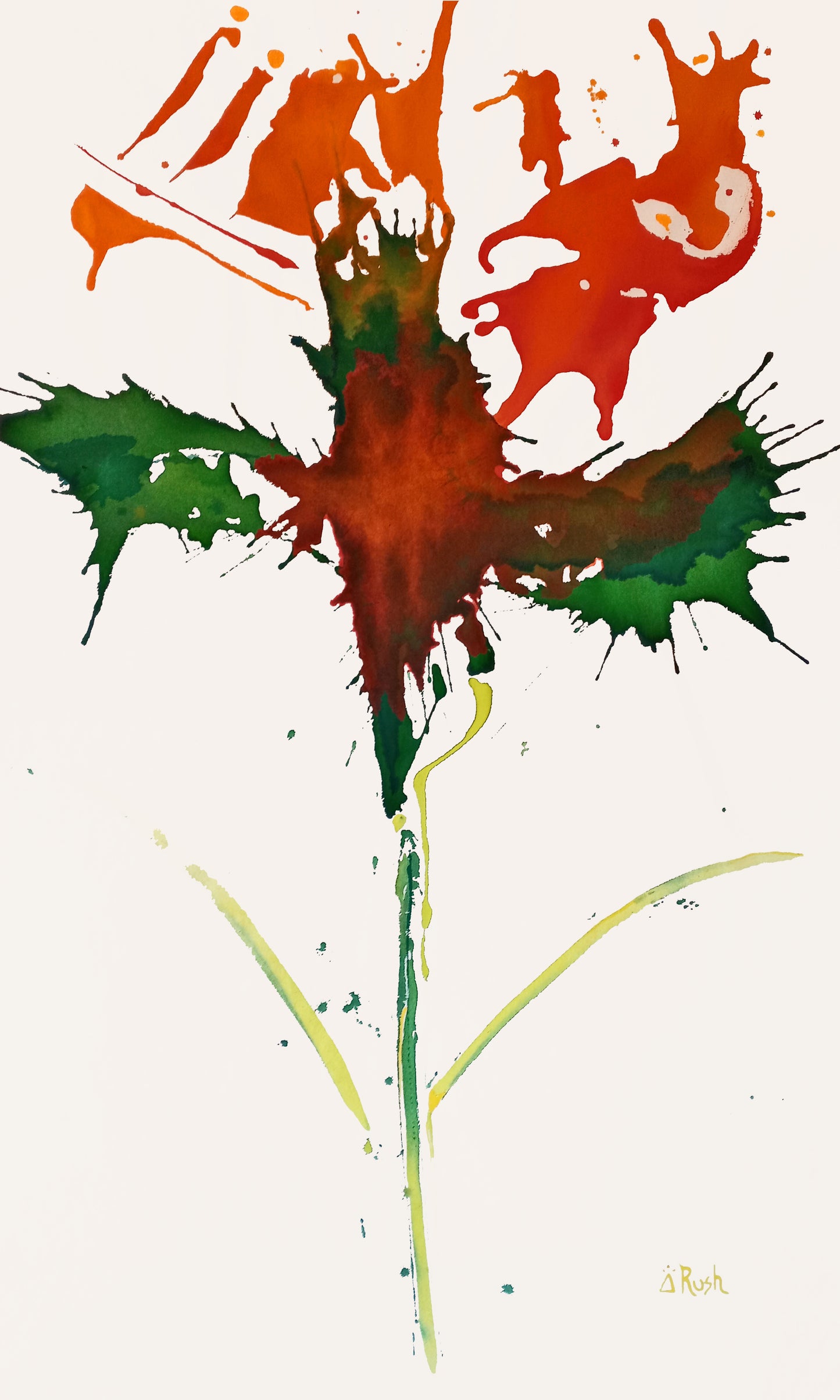 Orange Flower - 59.5 x 35.5 x 0 inches - Acrylic on Flat Canvas - De Fleurs Series