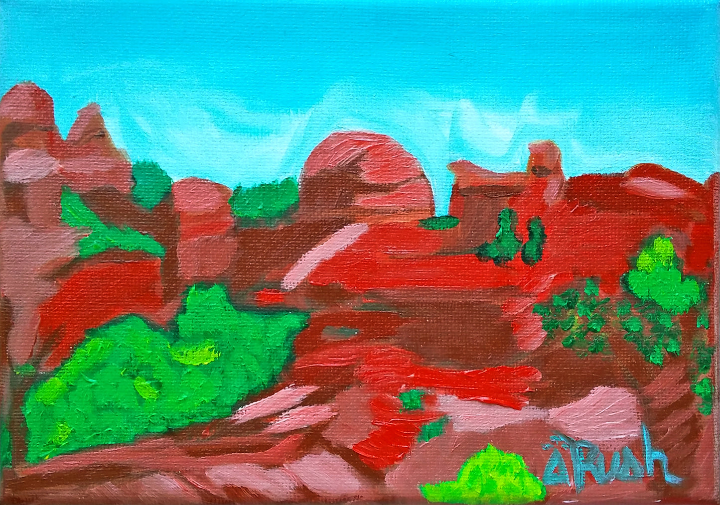 Thunder Mountain, Sedona, Arizona - 5 x 7 x 0.75 - Oil on Gallery Wrapped Canvas