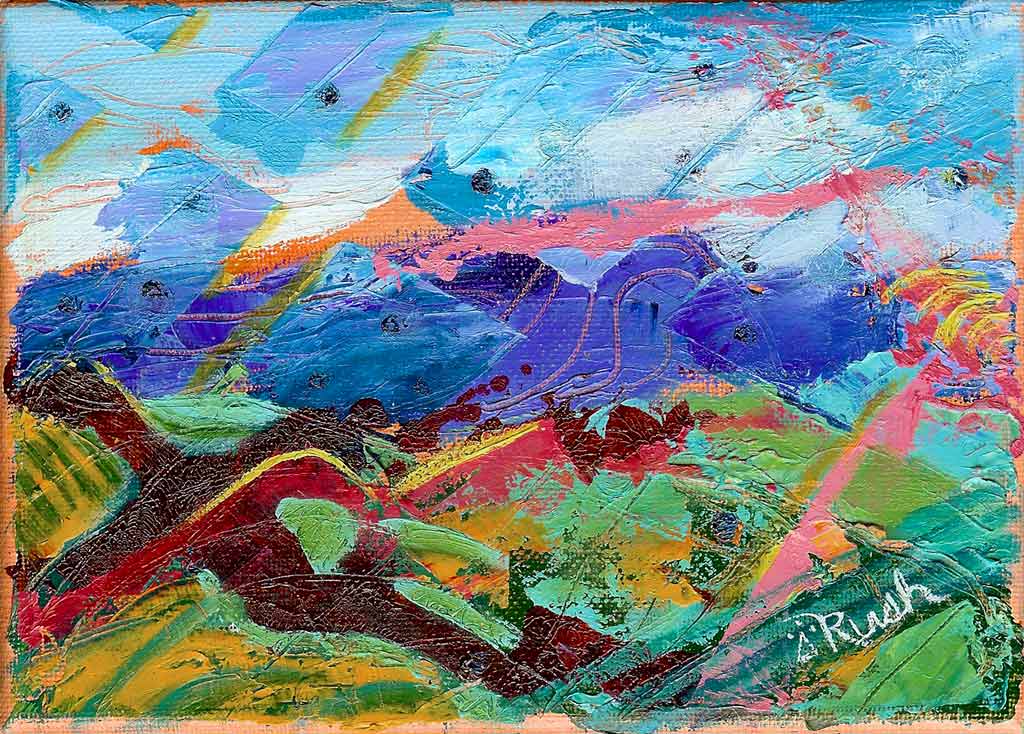 Monsoon Whimsey - Diptych 14 x 5 x 0.5 - Oil on Gallery Wrapped Canvas