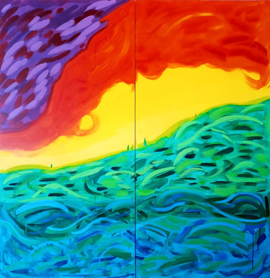 Walking the Lighted Path - Diptych 48 x 48 inches - Acrylic on MDF