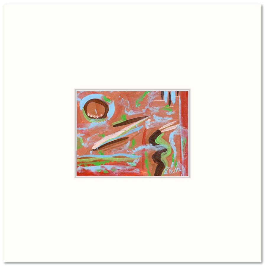 Tan, Brown, Green, Blue, Red #1 of 3 - 4.25 x 5.5 inches, Acrylic on Paper
