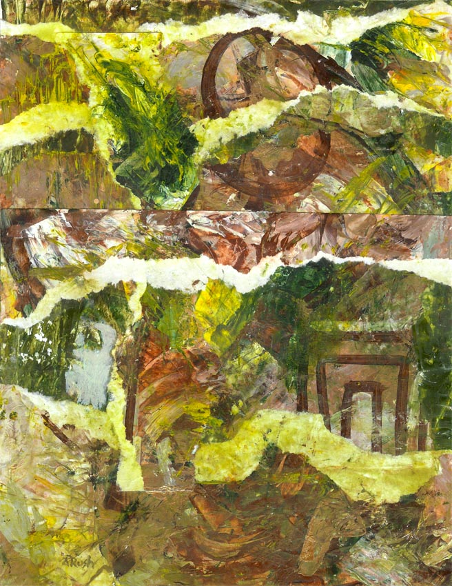 Secrets of the Past - 11 x 8.5 inches - Acrylic Collage on Paper