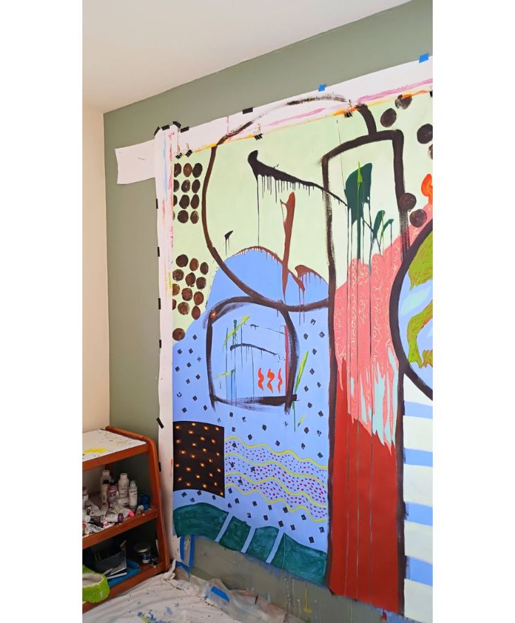 A World Beyond Language, Space, and Time, 72 x 60 x 0 in, Acrylic on Flat Canvas