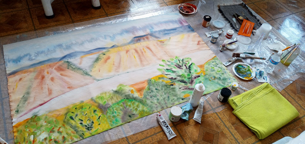 Golden Mountain - 37.5 x 59.5 x 0 inches - Mixed Media on Flat Canvas