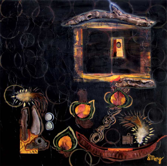 Spirit House - 24 x 24 inches - Mixed Media on Wood - Framed or Unframed
