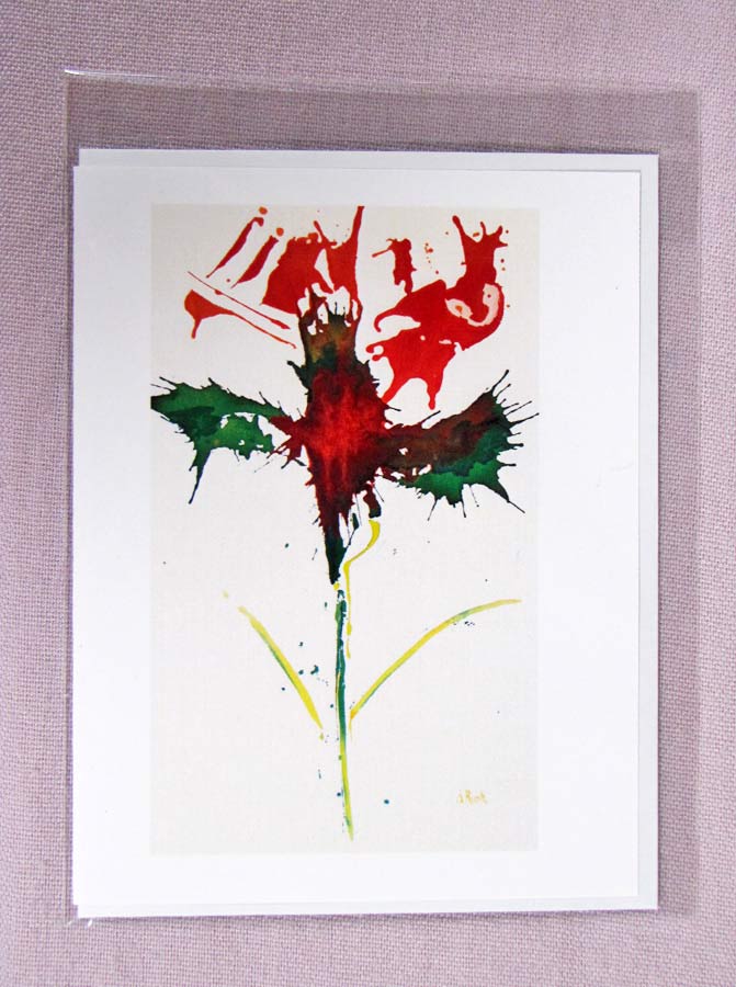 Art Card - de Fleurs - Orange Flower - 4.25 x 5.5 inches - Free Shipping