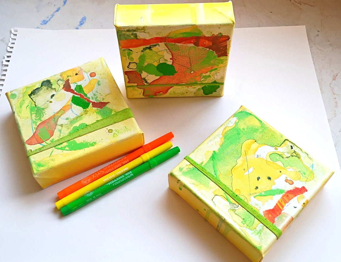 Colors of Spring #2 - 5 x 5 x 1.5 inches - Mixed Media on Canvas