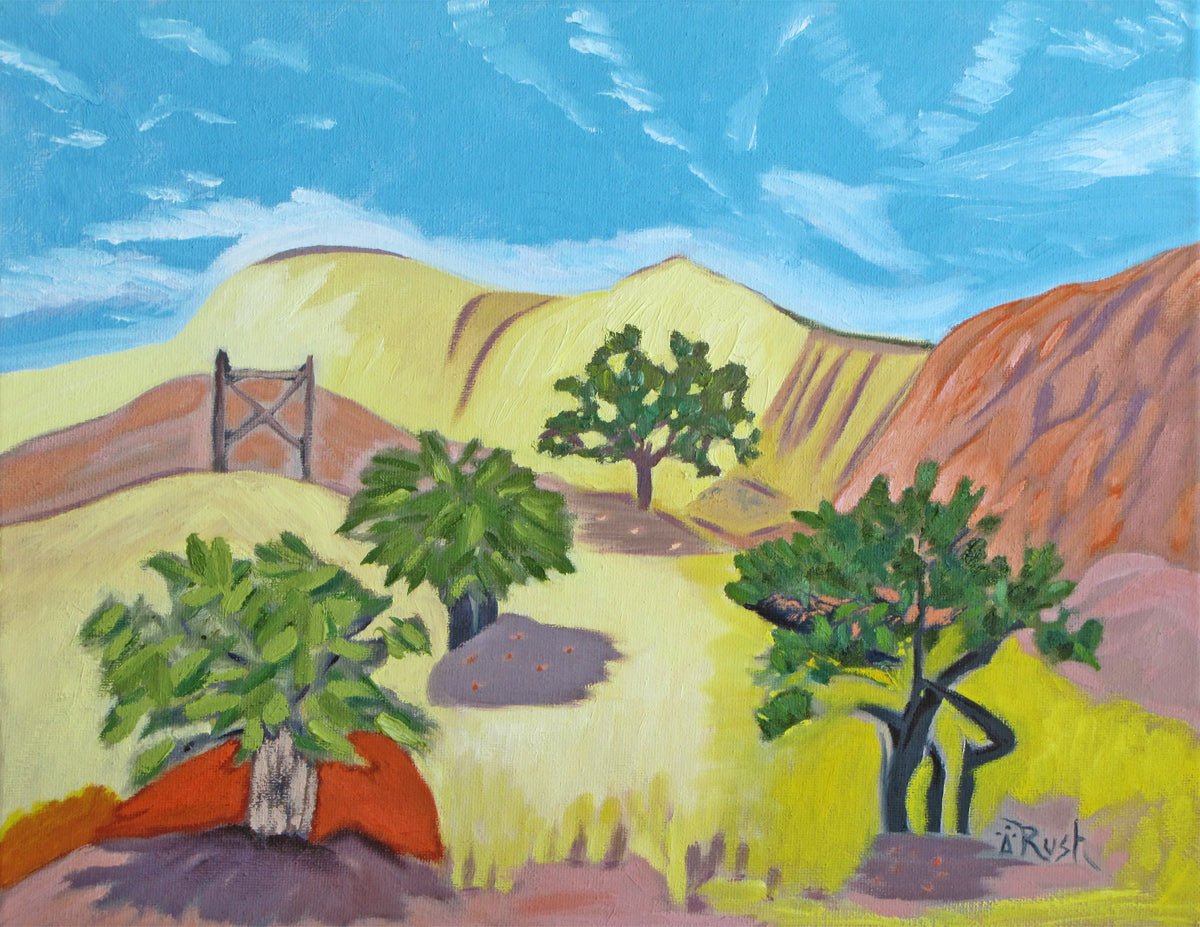 The Gate and Trees - A Grand Relationship - Original Painting - Mary Rush Artist - Wildfeather Fine Art