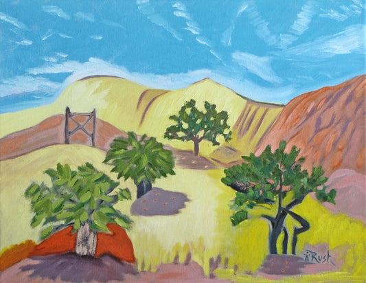 The Gate and Trees - A Grand Relationship - Original Painting - Mary Rush Artist - Wildfeather Fine Art