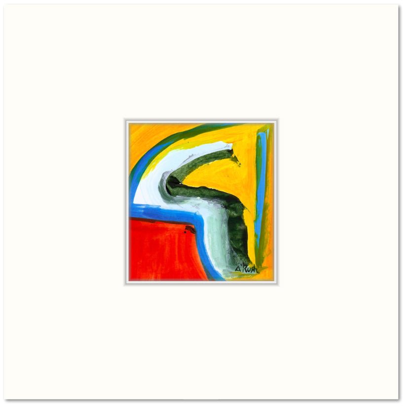 #2 of 3 Abstract Mini in Primary Colors - 3.5 x 3.5 inches - Acrylic on Paper - Mary Rush Artist - Wildfeather Fine Art