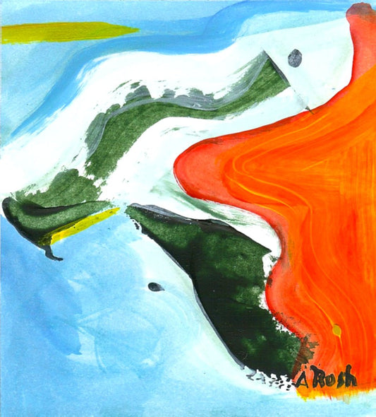 #3 of 3 Abstract Mini in Primary Colors - 3.5 x 3.5 inches - Acrylic on Paper - Mary Rush Artist - Wildfeather Fine Art