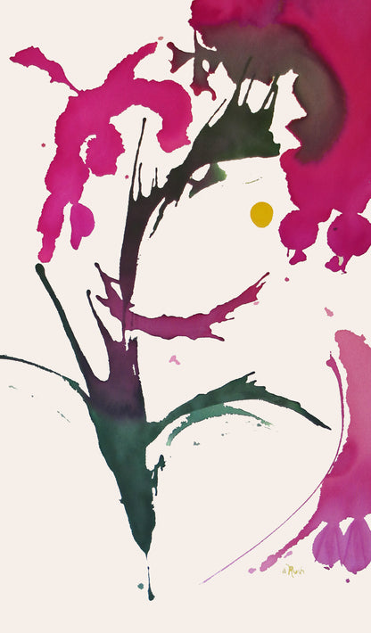 Fuchsia Flower, 59.5 x 35.5 x 0 inches, Acrylic on Flat Canvas - De Fleurs Series