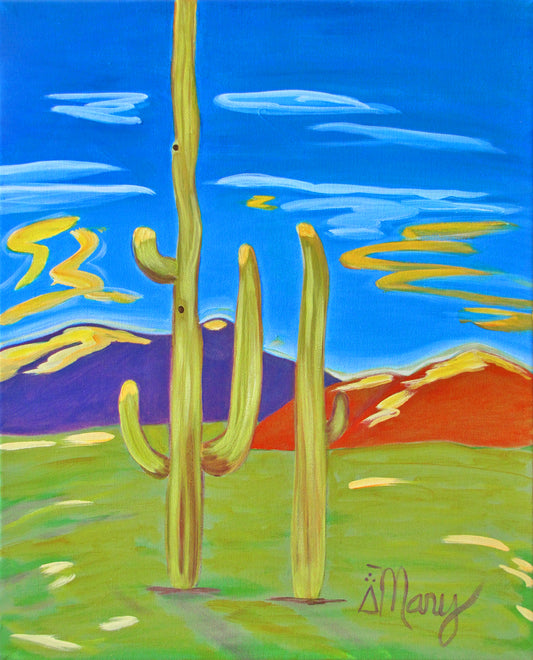 Saguaro Magic - 20 x 16 x 0.75 inches - Acrylic on Gallery Wrapped Canvas