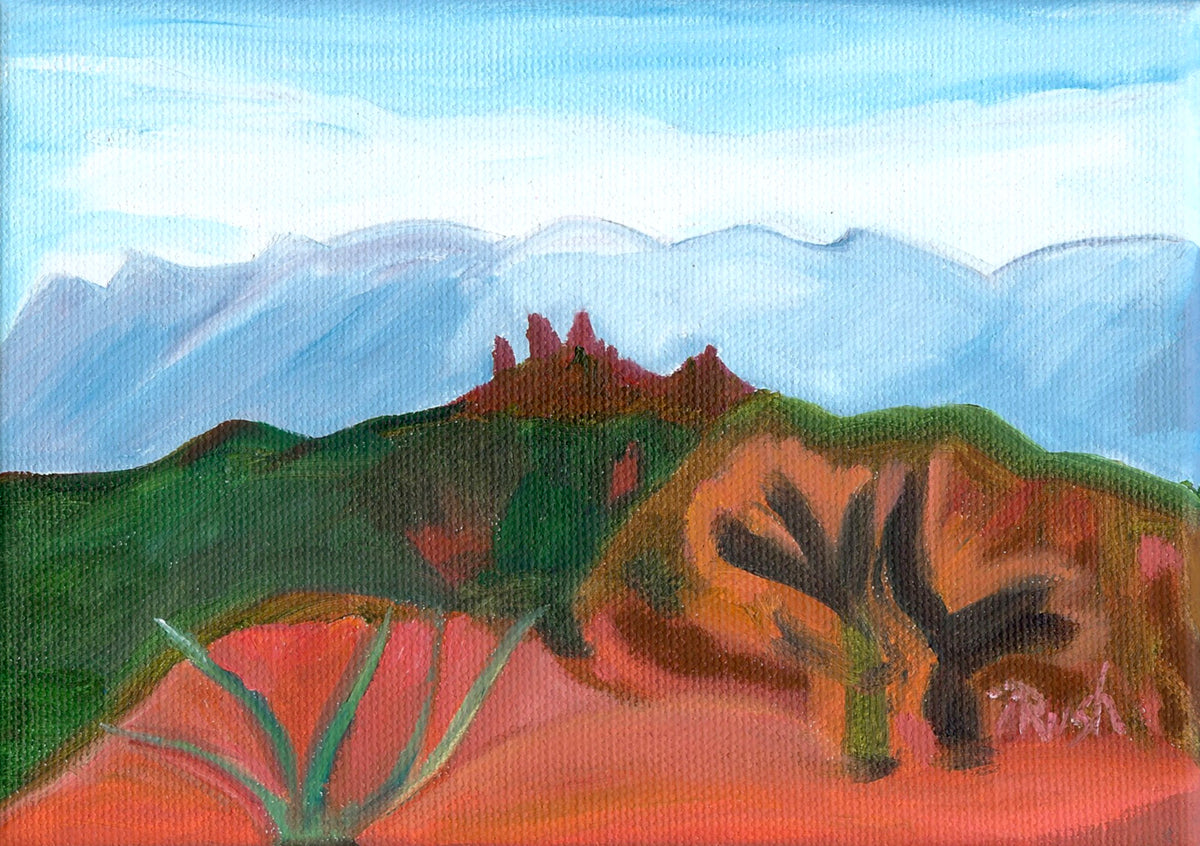 Longview from Courthouse Butte Loop Sedona  - 5 x 7 x 0.5 - Oil on Gallery Wrapped Canvas