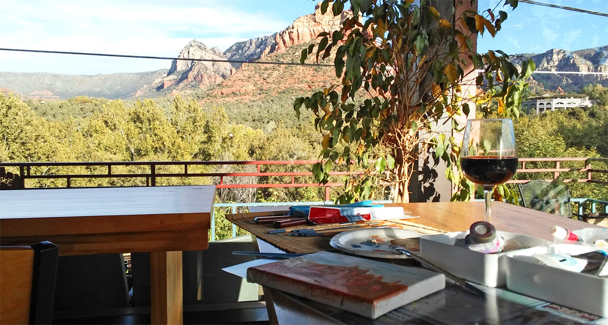 View from Creekside Coffee Shop, Sedona - 5 x 7 x 0.75 - Oil on Gallery Wrapped Canvas