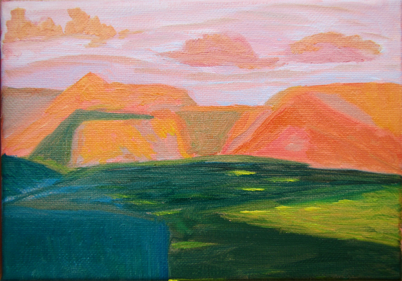 Sherbet Sunset - 5 x 7 x 0.5 - Oil on Gallery Wrapped Canvas