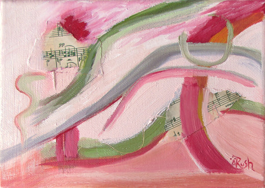 Pink Abstract #1 of 4: Sway to the Music - 5 x 7 x 0.5 inches - Oil on Gallery Wrapped Canvas