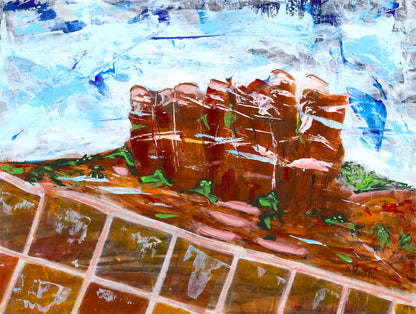 Imagining Sedona: Courthouse Butte - 9 x 12 inches, Acrylic on Paper (Includes Mat 15 x 18 inches)