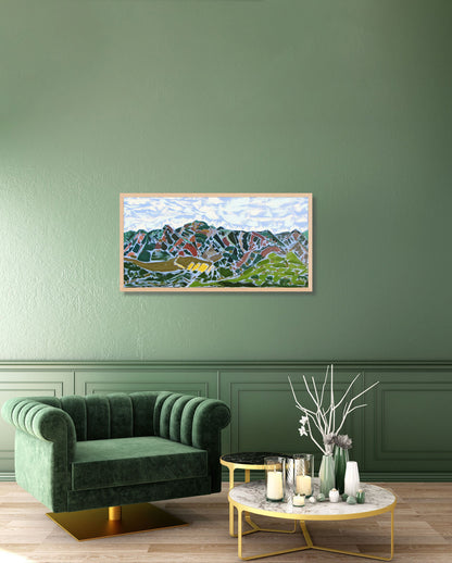 Mazatzal Mountains Mosaic  - 18 x 36 x 0.625 inches - Oil on Gallery Wrapped Canvas