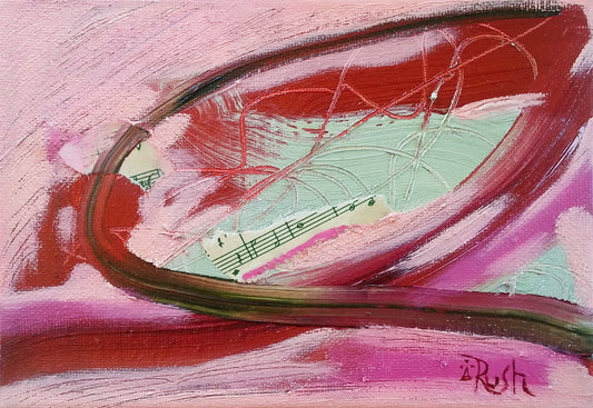 Pink Abstract #2 of 4: Play the Music - 5 x 7 x 0.5 inches - Oil on Gallery Wrapped Canvas