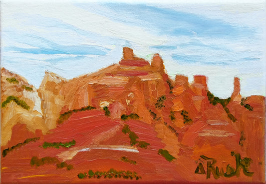 View from Creekside Coffee Shop, Sedona - 5 x 7 x 0.75 - Oil on Gallery Wrapped Canvas