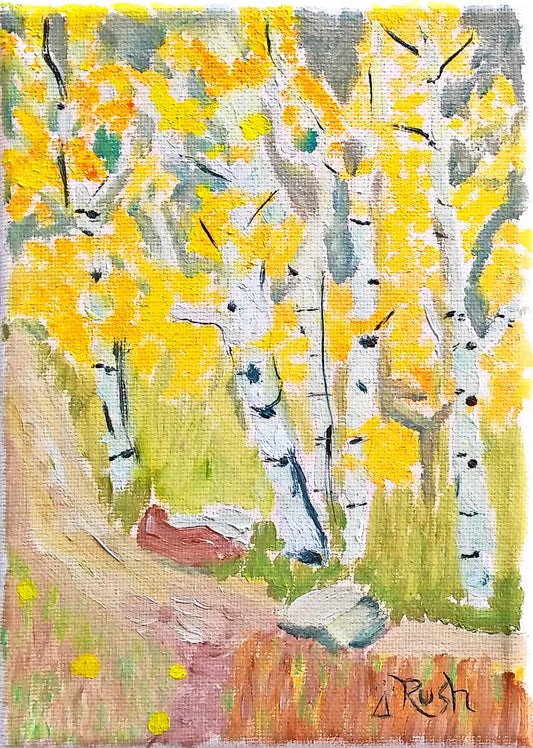 Yellow Aspens in Flagstaff, Arizona - Original Painting