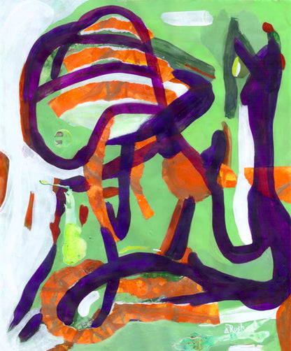 When Spiney Came to Visit - 13.5 x 16.5 inches - Collage Mixed Media on Paper