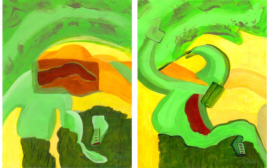 Odd Fellows- Diptych 11 x 17 inches - Acrylic on Paper