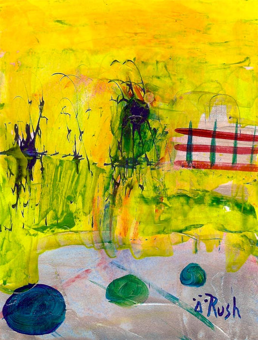 Exploring Colors Yellow, Magenta, Blue, and Silver #1 of 6 - 5.5 x 4.25 inches - Acrylic on Paper