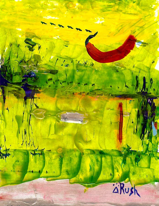 Exploring Colors Yellow, Magenta, Blue, and Silver #4 of 6 - 5.5 x 4.25 inches - Acrylic on Paper