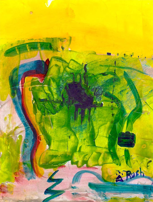 Exploring Colors Yellow, Magenta, Blue, and Silver #5 of 6 - 5.5 x 4.25 inches - Acrylic on Paper