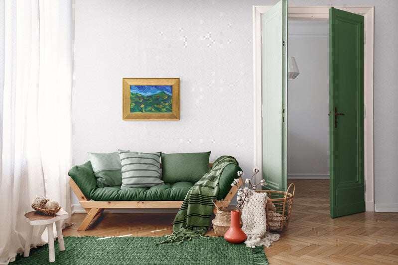 Let us Dwell in the Groovy Green Pasture of Life - 11 x 17 x 0.125 inches - Oil on MDF