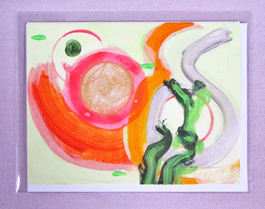 Art Card - Hand Painted - Mint Green #2 - 4.25 x 5.5 inches - Free Shipping