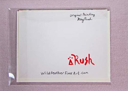 Art Card - Hand Painted - Green, Pink, Red #2 - 4.25 x 5.5 inches - Free Shipping