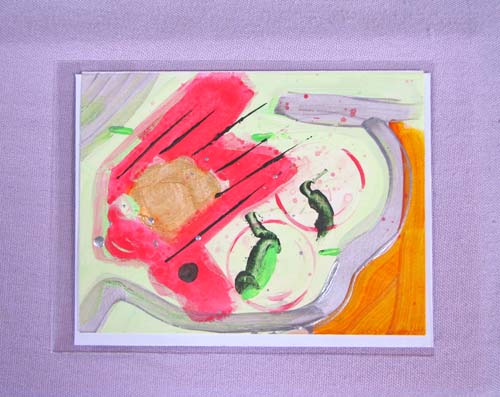 Art Card - Hand Painted - Mint Green #3 - 4.25 x 5.5 inches - Free Shipping