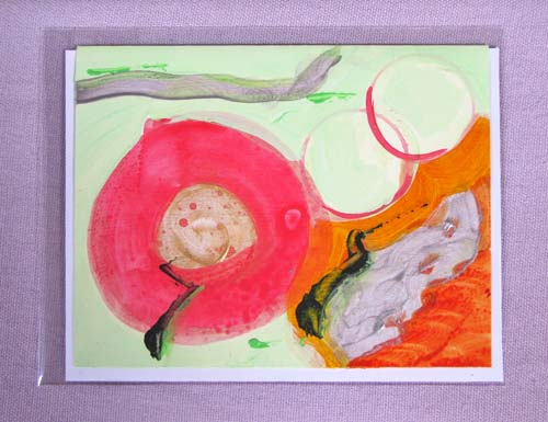 Art Card - Hand Painted - Mint Green #1 - 4.25 x 5.5 inches - Free Shipping